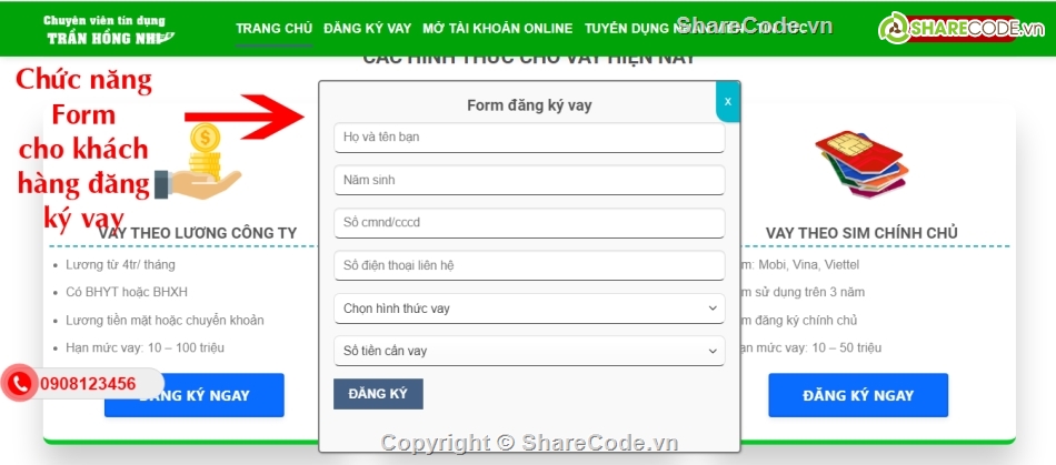 Code web vay tiền,code dịch vụ vay tiền,code web affiliate,Share code mẫu web vay tiền