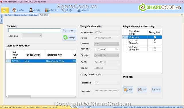 phần mềm quản lý c#,full code + báo cáo C#,Quản lý trái cây,quản lý trái cây VietFruit C#