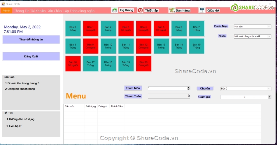 Phần mềm quản lý,quản lý coffee,quản lý quán ăn,phần mềm quản lý coffee