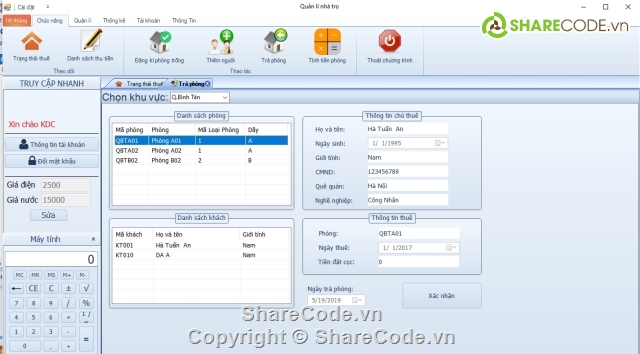 quản lý nhà trọ,quản lý phòng trọ,phòng trọ,đồ án c#,quản lý thuê trọ