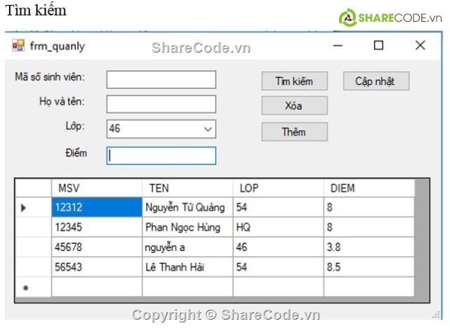 quản lý sinh viên,Code VB quản lý sinh viên,Quản lý sinh viên VB,Source code quản lý sinh viên,Đồ án quản lý sinh viên