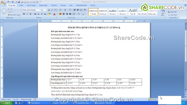 code tính d theo Q,code tìm đường kính cống,chương trình tính đường kính cống tròn,code tính đường kính cống d,code tính lưu lượng,code tính khẩu độ cống