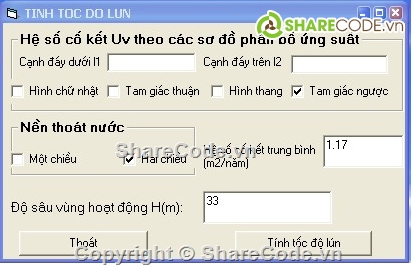 code tính lún bằng lập trình,nền đất yếu,code ch­ương trình tính lún,code lún cố kết,code tính lún,code phương pháp cọc cát