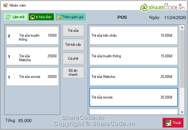 POS C#,Ứng dụng POS,winform,Quản ly hóa đơn,máy POS bằng C#