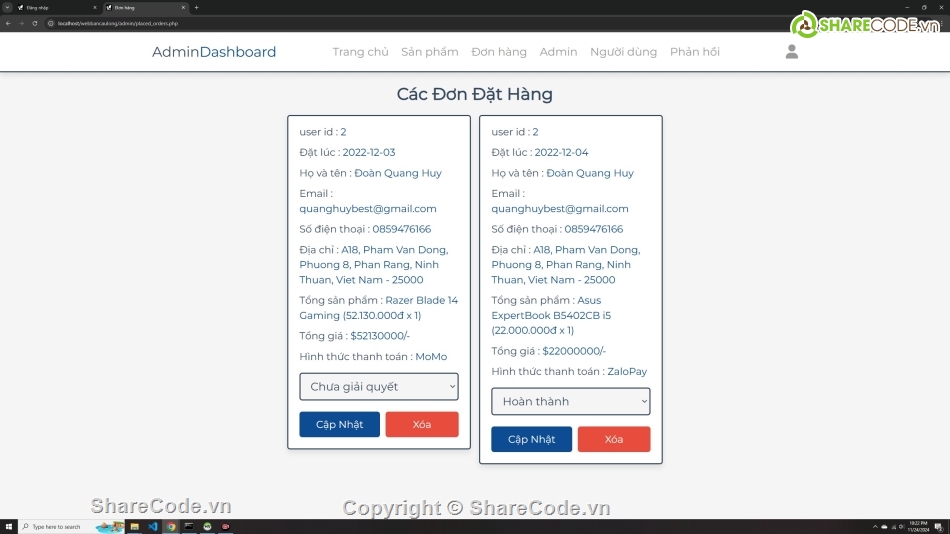 web php,php mysql,Website bán hàng,code web cầu lông,share code cầu lông,Đồ án web PHP