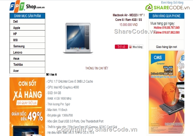 bán hàng asp.net,web bán laptop,web bán máy tính,web FPT shop,source bán hàng máy tính,code bán máy tính