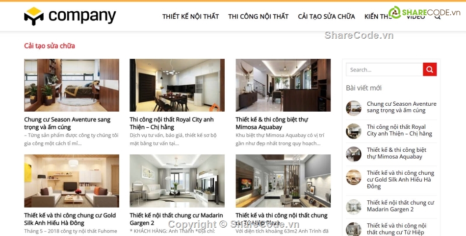 web công ty,nội hất,thiết kế,code nội thất,web nội thất