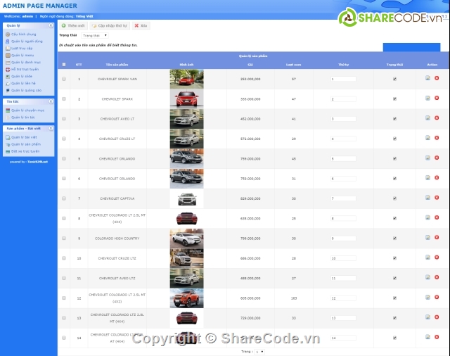 Share Code Web Showroom ô tô,bán hàng chuyện nghiệp,web bán ô tô,web bán xe hơi,web bán car