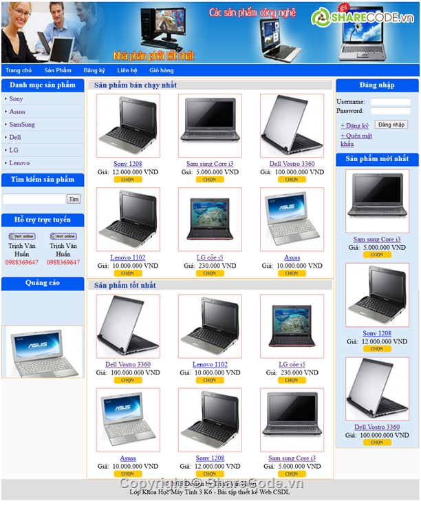 Website bán Laptop,Web bán máy tính,đồ án web asp.net,Code web bán hàng asp.net,Website bán hàng