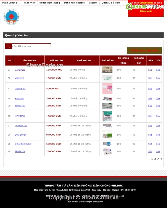 full báo cáo,Website quản lý,web quản lý tiêm phòng,website tiêm phòng,web tiêm chủng,full code web quản lý