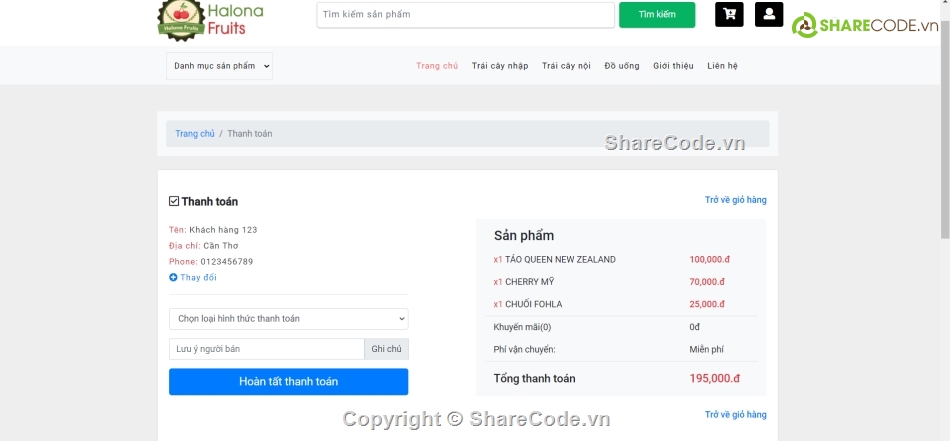 php thuần,code php thuần,web php,web bán hàng,web trái cây