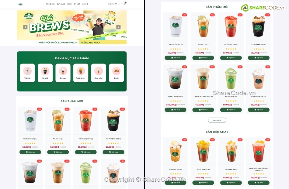 web bán nước,website trà sữa,website bán cafe,website cà phê,web trà sữa,đồ án web trà sữa