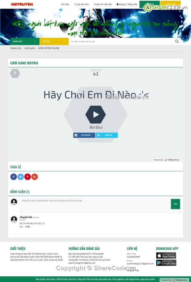 share code game html5,share full code,share code web,Code website truyện tranh,Website Truyện Tranh And Game HTML5