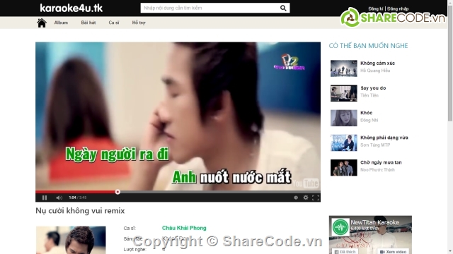 code web nghe nhạc,website nghe nhạc,quản lý karaoke,full code Karaoke online,code Karaoke online,quản lý quán hát