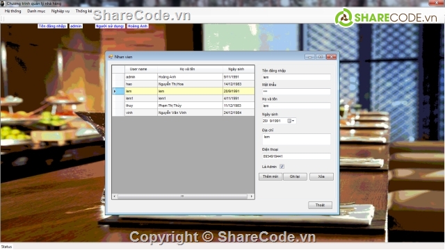 quan ly nha hang,quan ly quan an,quan ly cafe,code quản lý,quan ly ban hang,nhà hàng