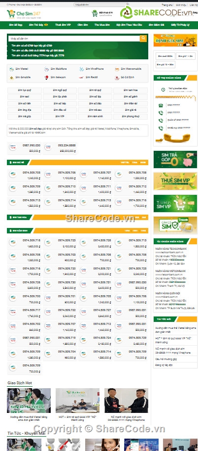 code sim,bán sim,Sharecode bán sim chuẩn SEO,sharecode website sim,website sim số,sharecode sim số