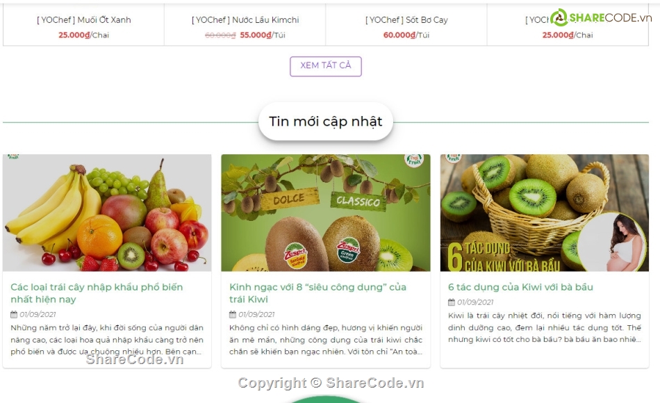 code ẩm thực,sharecode bán thực phẩm,website nông sản