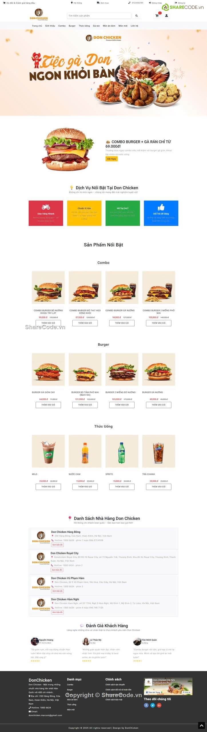 website bán burger,website đặt đồ ăn,website nhà hàng,sharecode bán đồ ăn,sharecode đặt đồ ăn,PHP MVC