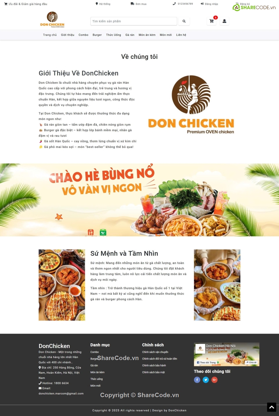 website bán burger,website đặt đồ ăn,website nhà hàng,sharecode bán đồ ăn,sharecode đặt đồ ăn,PHP MVC