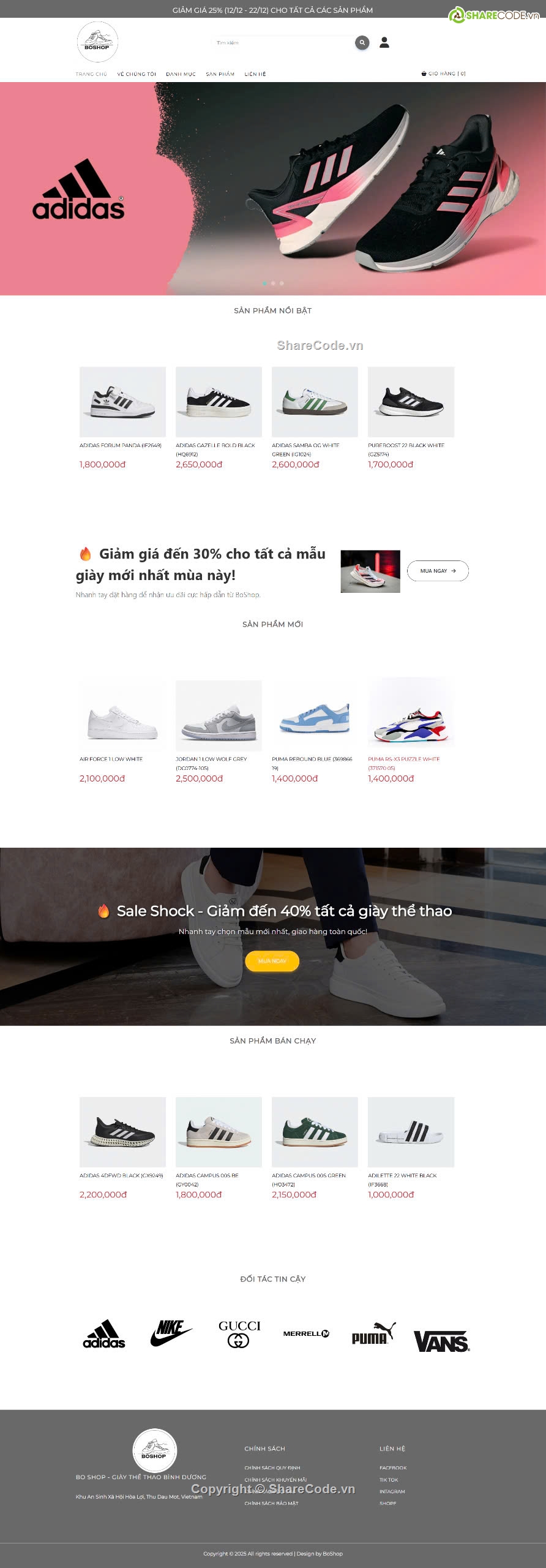 Full Database,web bán giày đẹp,web bán giày dép,Sharecode,website bán giày online,website bán giày php