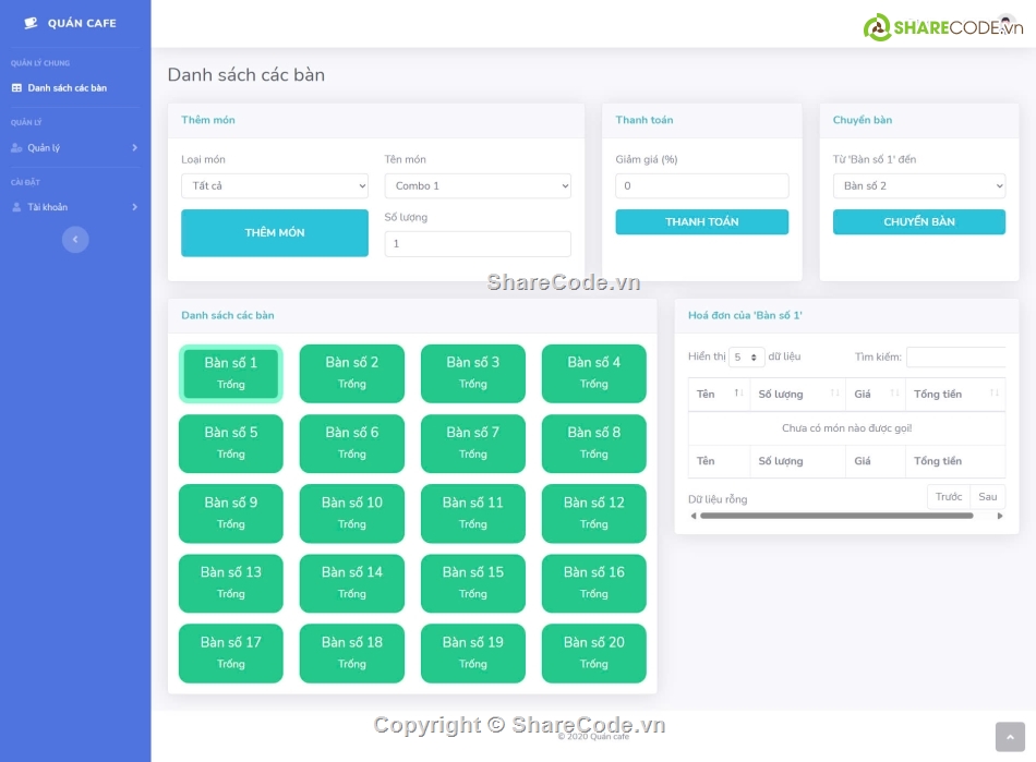 Quản lý quán cafe,Website quản lý quán cafe,Code PHP Website bán hàng,Code PHP Web bán hàng,Bán cafe,Bán trà sữa