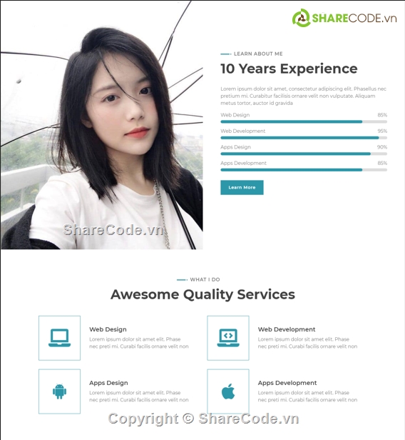 Sharecode,website giới thiệu bản thân,website thông tin cá nhân,share code web CV,CV xin việc đẹp,Code CV cá nhân cực đẹp