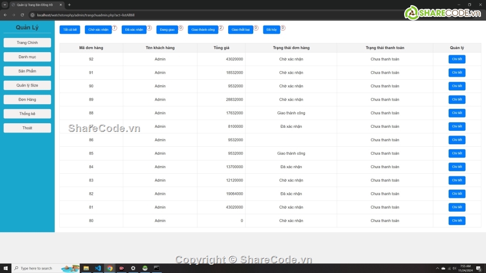 Web bán đồng hồ php mysql,web bán đồng hồ php thuần,web bán đồng hồ momo php mysql,đồ án web bán đồng hồ php giá rẻ