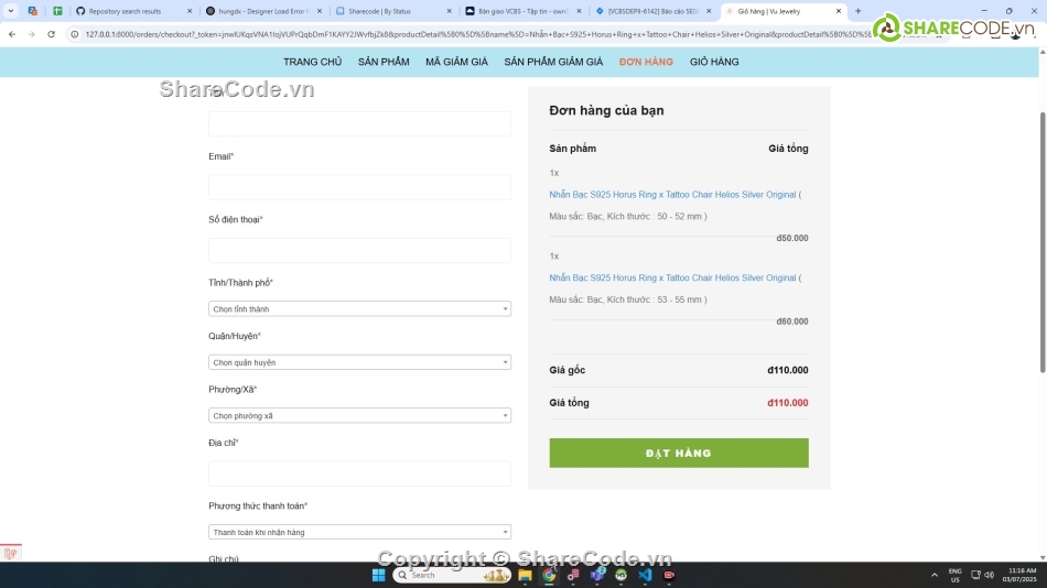 Đồ án web bán trang sức php mysql,web bán hàng trang sức php,source code web bán trang sức php
