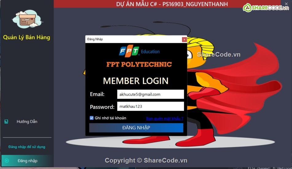 Code phần mềm quản lý,Bán Hàng C#,C# quản lý bán hàng FPT,Full project SOF205