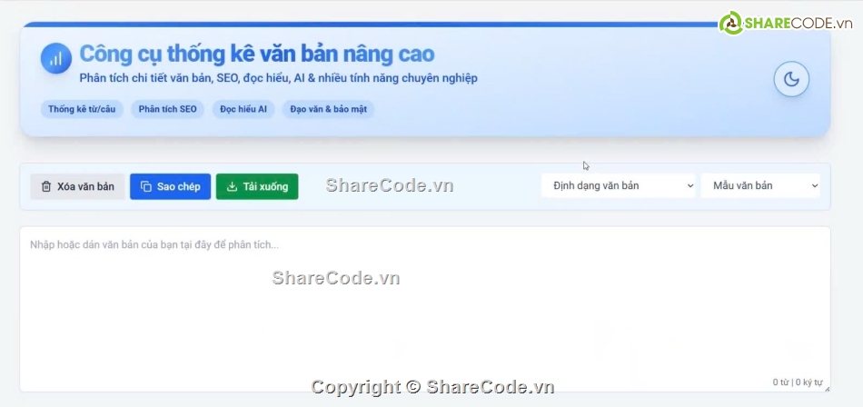 chức năng,thống kê từ,thống kê nhanh văn bản,đếm kí tự,công cụ hỗ trợ nhập văn bản,Sharecode chức năng đếm kí tự