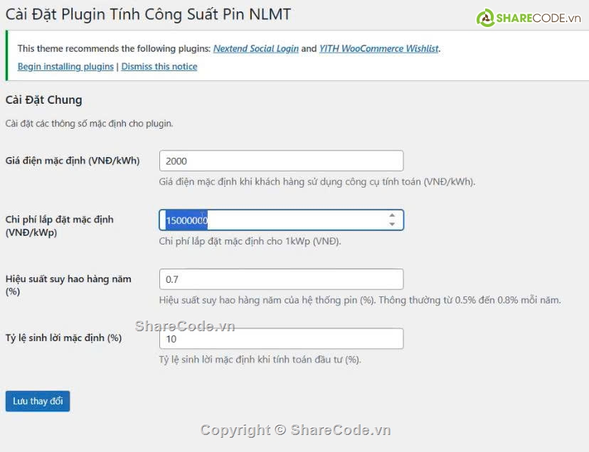 điện mặt trời,tính công suất,tiết kiệm điện,ROI năng lượng,báo cáo PDF,plugin WordPress