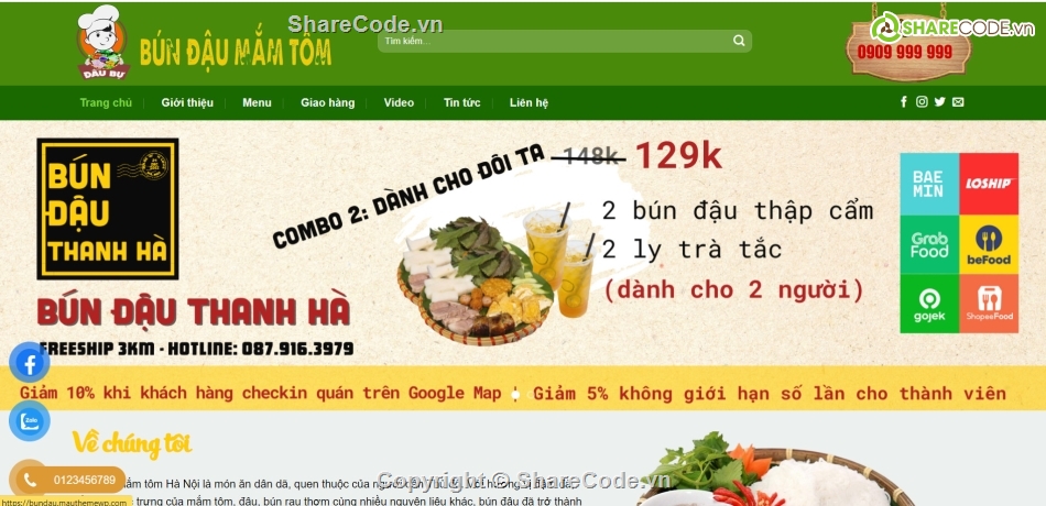 Sharecode quán ăn bún đậu mắm tôm,bún đậu mắm tôm,code bán bún đậu mắm tôm,sharecode quán bún đậu,website bán bún đậu mắm tôm,code bán bún đậu