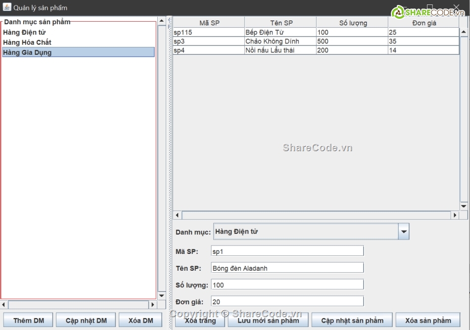 Sharecode,java,product,code quản lý sản phẩm,quản lý java,java code