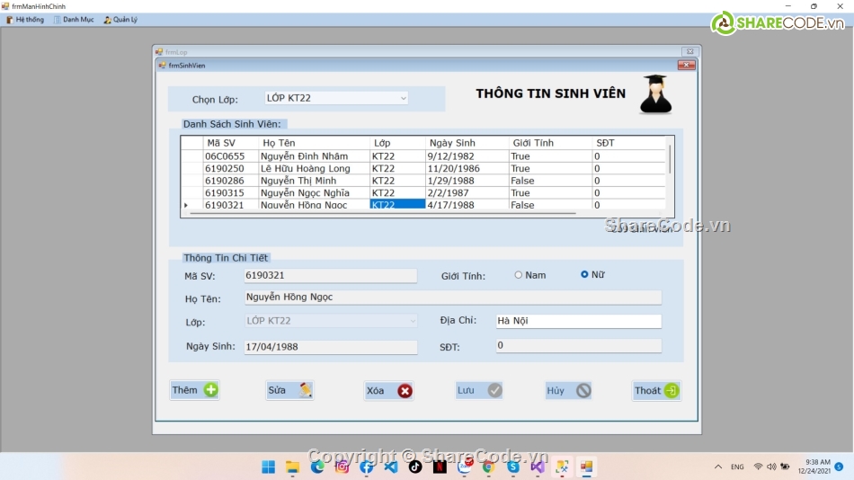 Quản lý sinh viên,Sharecode quản lý sinh viên C#,C# Windows Form,quản lý điểm sinh viên,Quản lý sinh viên visual c#