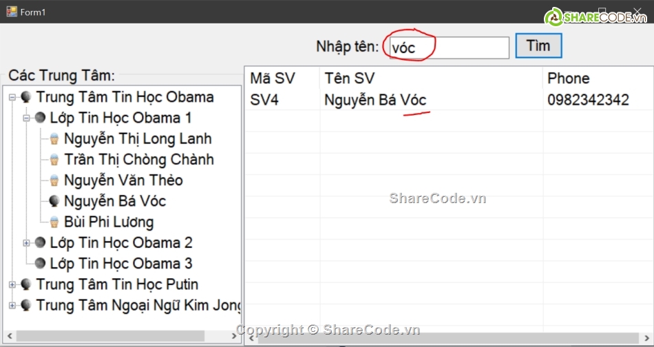 Sharecode,TreeView,ListView,Quản Lý Trung Tâm,database