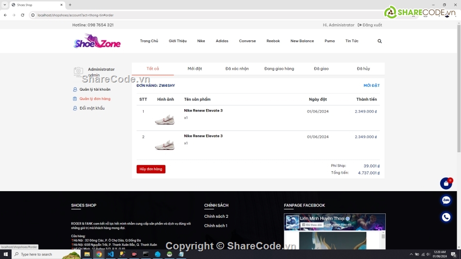 code đồ án web bán giày php vnpay,code đồ án web bán hàng mvc đẹp thanh toán online,đồ án web bán giày có admin quản lý sản phẩm