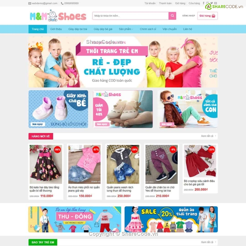 theme shop,baby shop,Sharecode quần áo wordpress