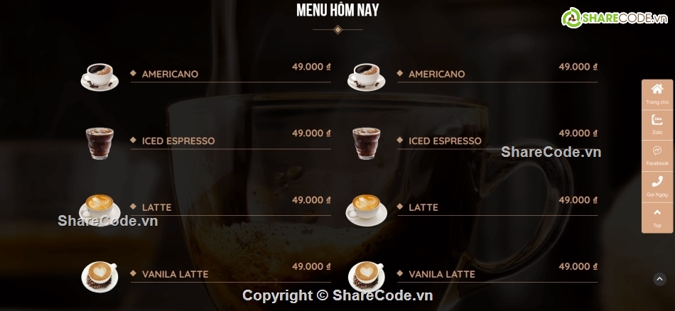 code wordpress,Sharecode Theme wordpress bán cafe giá rẻ,bán hàng cafe,code quản lý cafe,cafe