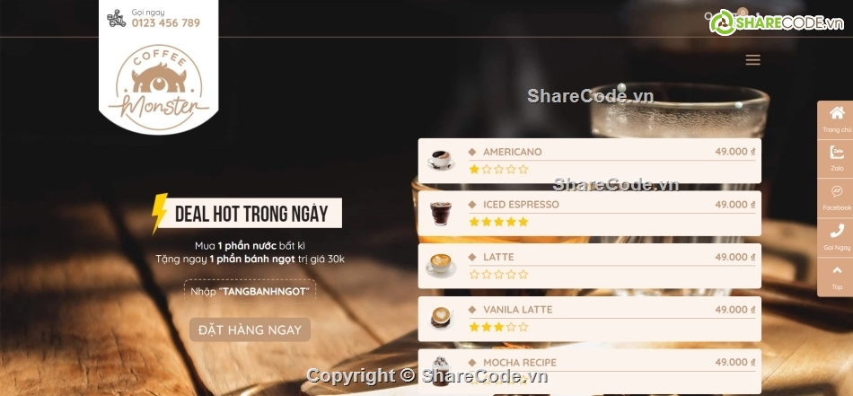 code wordpress,Sharecode Theme wordpress bán cafe giá rẻ,bán hàng cafe,code quản lý cafe,cafe