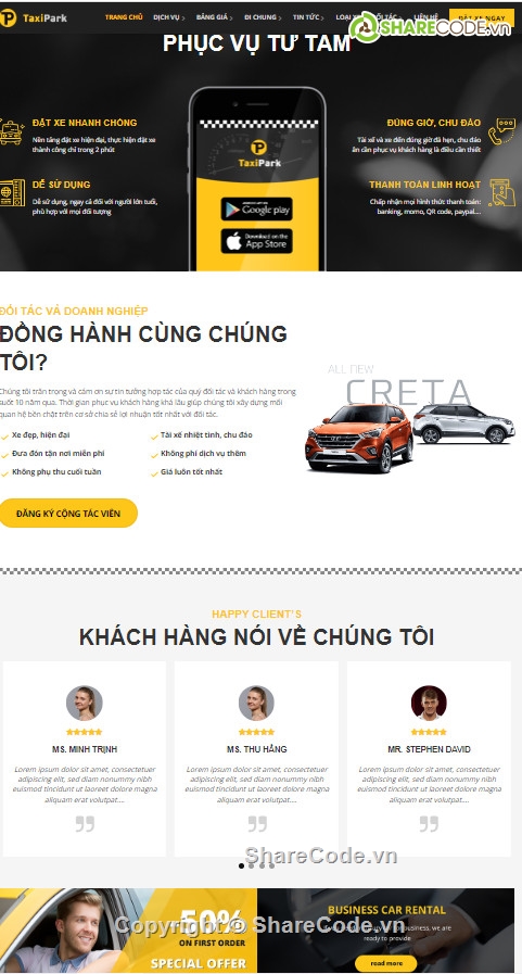 Sharecode thuê xe taxi chuẩn SEO,Sharecode taxi,code taxi cực đẹp,code web thuê xe taxi