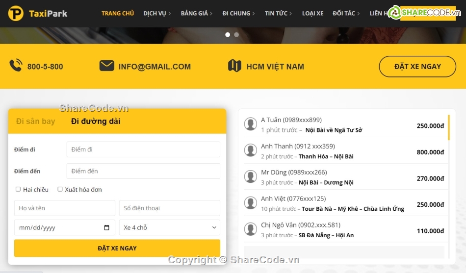 Sharecode thuê xe taxi chuẩn SEO,Sharecode taxi,code taxi cực đẹp,code web thuê xe taxi