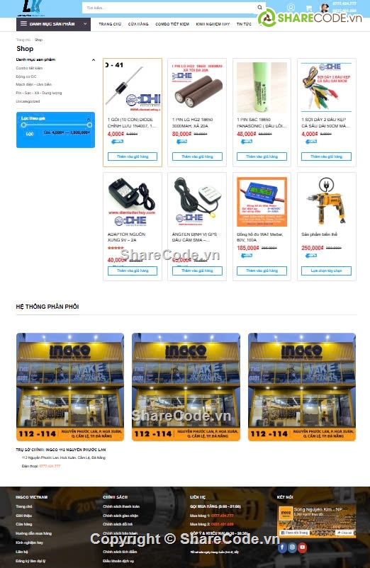 sharecode thiết bị điện,web thiết bị điện tử,Sharecode Website Bán thiết bị,linh kiện điện tử