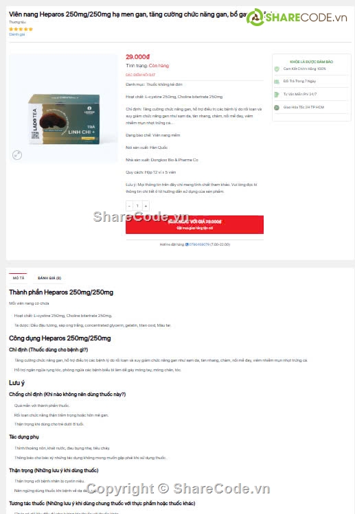 web bán thuốc,web bán thực phẩm chức năng,bán thuốc và thực phẩm chức năng,Sharecode Website Bán Thuốc Và Thực Phẩm Chức Năng