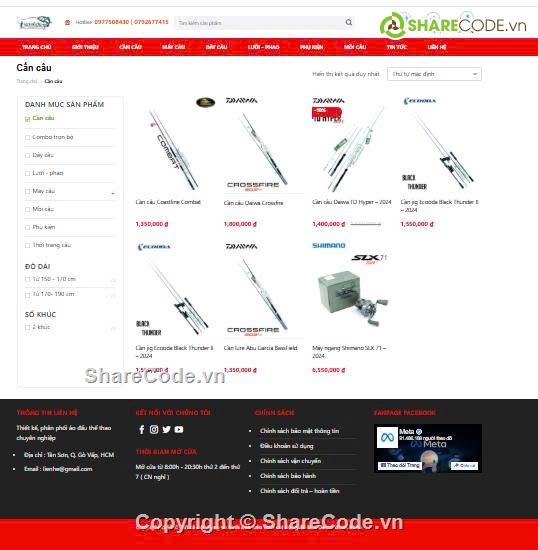 web bán dụng cụ câu cá,web cần câu cá,phụ kiện câu cá,đồ chơi câu cá,câu cá,Sharecode website chuyên bán phụ kiện đồ chơi câu