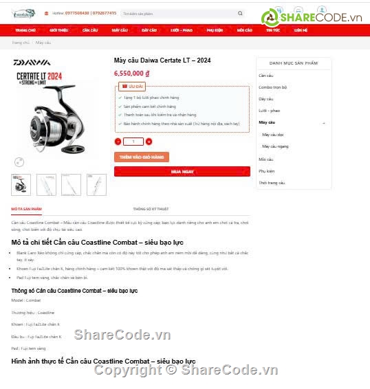 web bán dụng cụ câu cá,web cần câu cá,phụ kiện câu cá,đồ chơi câu cá,câu cá,Sharecode website chuyên bán phụ kiện đồ chơi câu