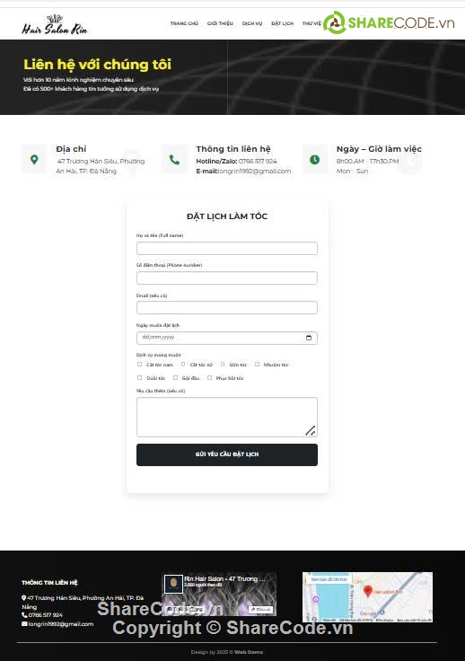 sharecode website,đặt lịch hẹn cắt tóc,cắt tóc tạo kiểu,đặt lịch salon tóc,website salon chuyên nghiệp,Sharecode Website Đặt Lịch Hẹn Cắt Tóc Tạo Kiểu Ch