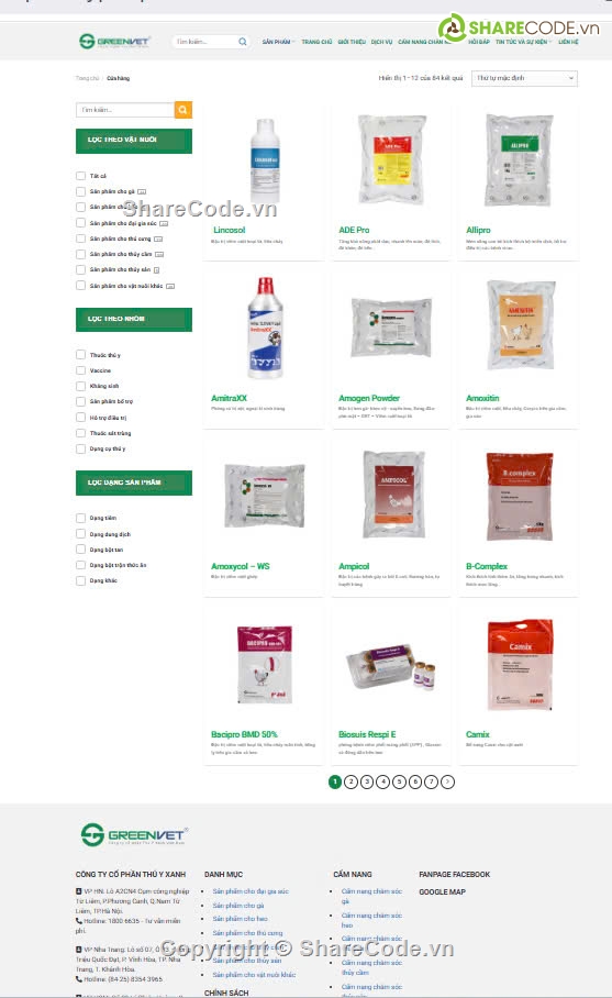 thú y,dịch vụ thú y,thú y xanh,Sharecode Website dịch vụ sản phẩm thú y xanh giá