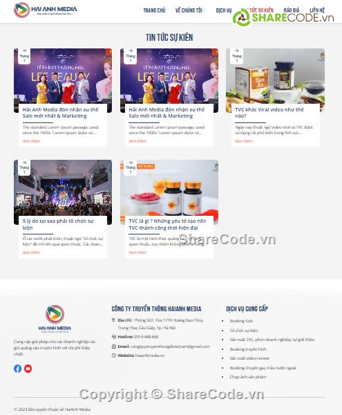 website giá rẻ,website tổ chức sự kiện,website truyền thông,truyền thông media,tổ chức sự kiện và truyền thông,Sharecode website Dịch vụ sự kiện