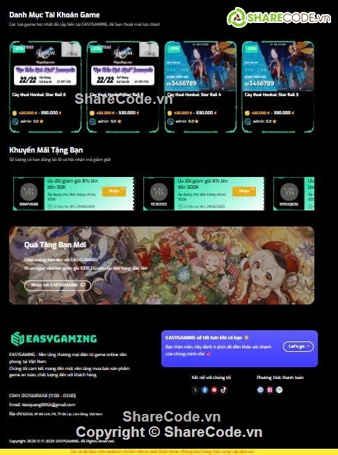 Games,code website game,dịch vụ games,cày thuê games,code web tài khoản game,Sharecode Website Dịch Vụ Tài Khoản Games Cực Xịn