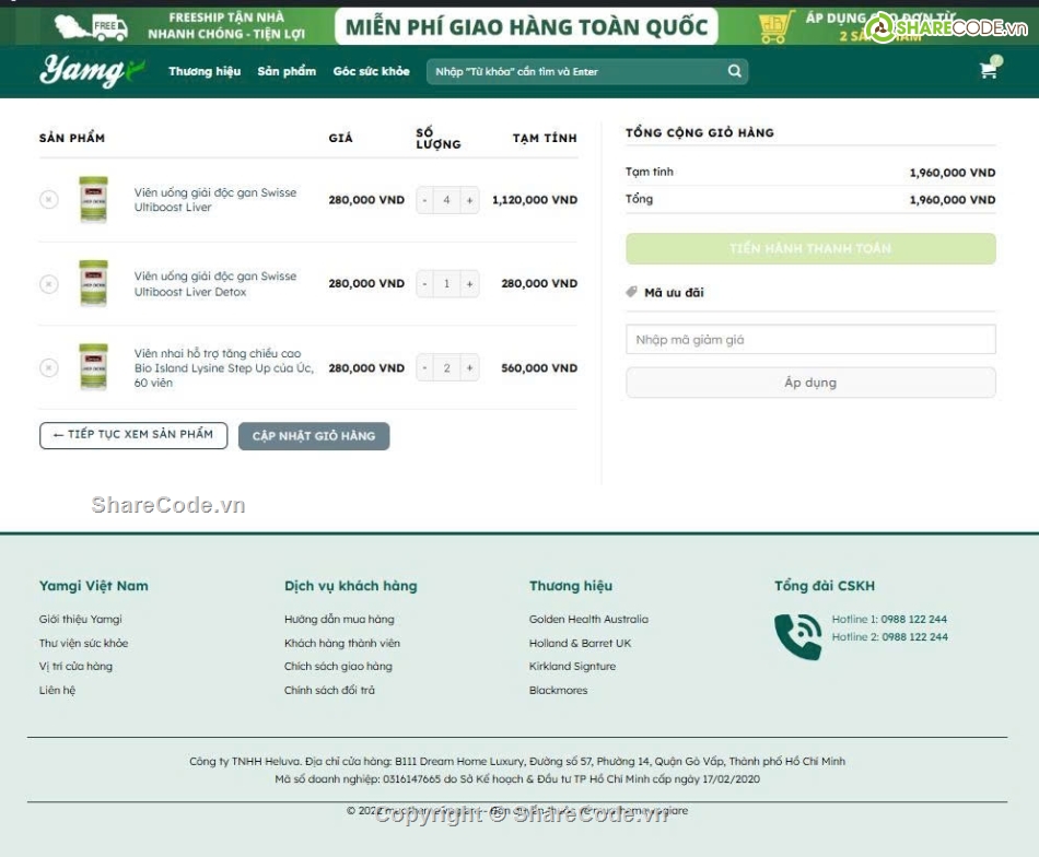 Sharecode,website nhà thuốc,quản lý nhà thuốc tây,website bán thực phẩm chức năng,code thực phẩm chức năng